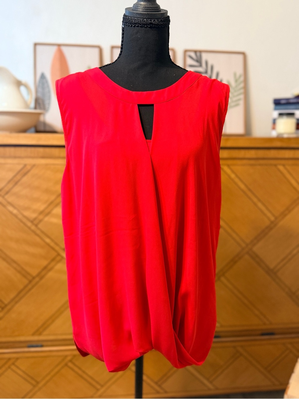 41 Hawthorn Bright Red Sleeveless Draped Front Camisole